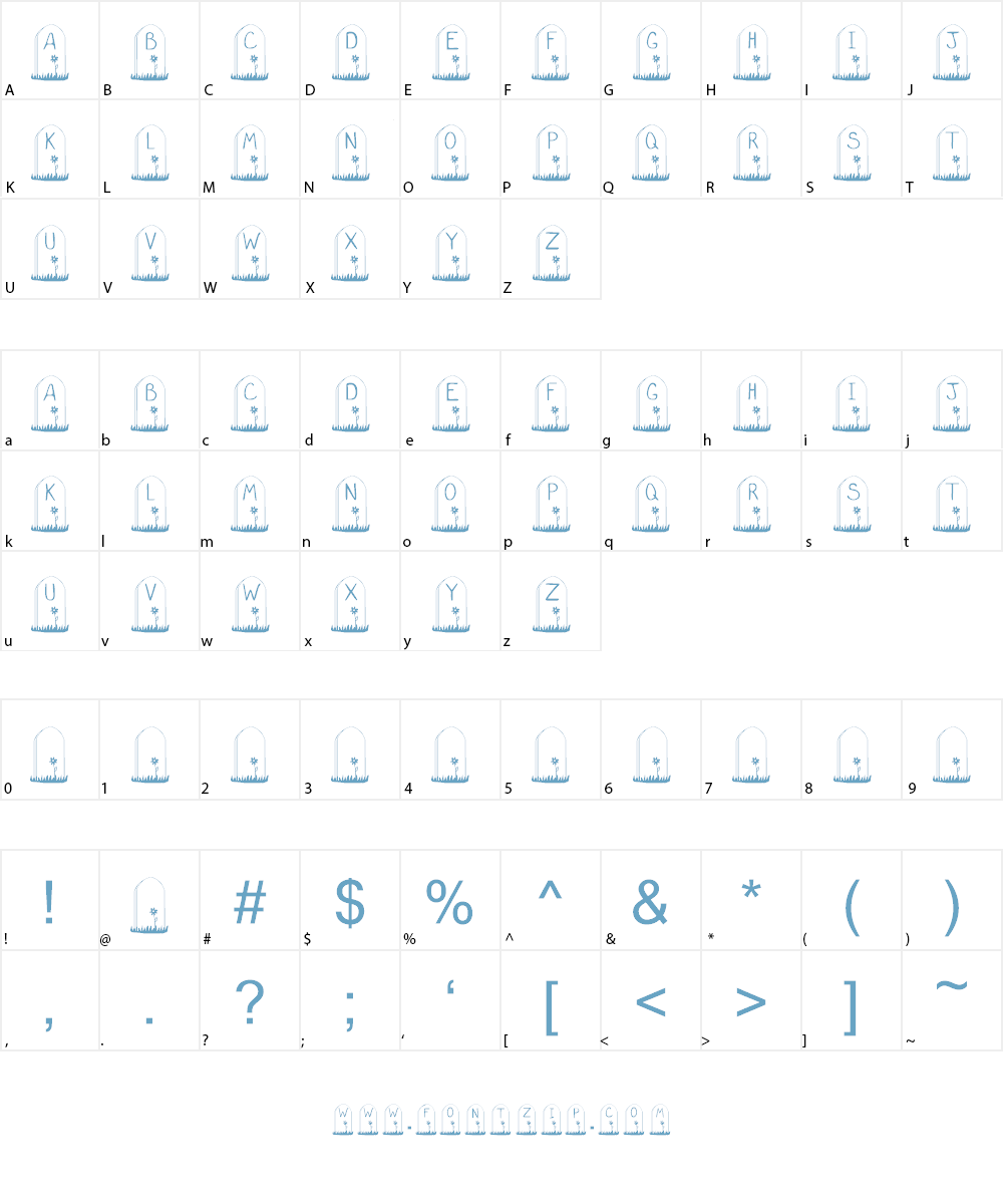 KR Gravestone Font Character